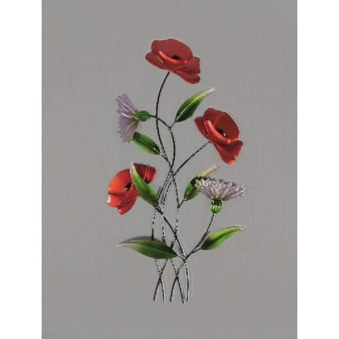 Wanddecoratie klaproos met korenbloem