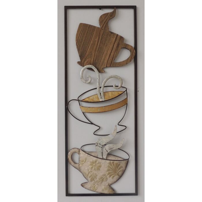 Wanddecoratie koffie metaal schilderij