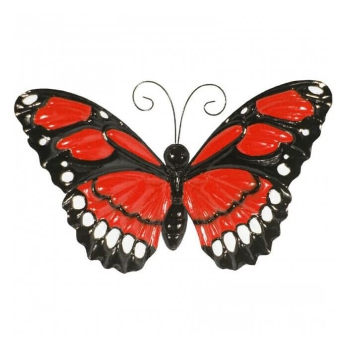 Wanddecoratie rode vlinder met bewegende vleugels