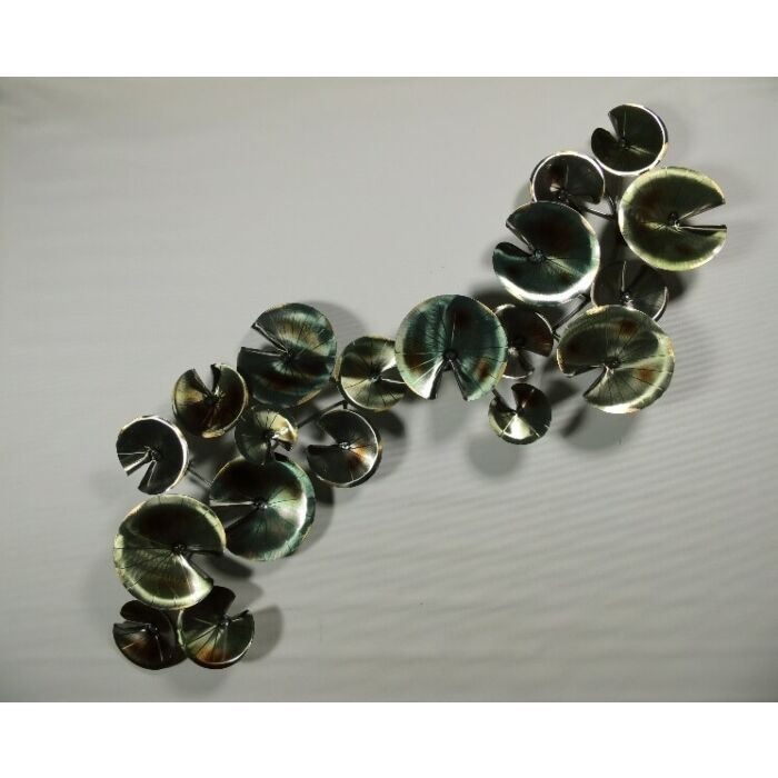 Wanddecoratie metaal groene waterlelie