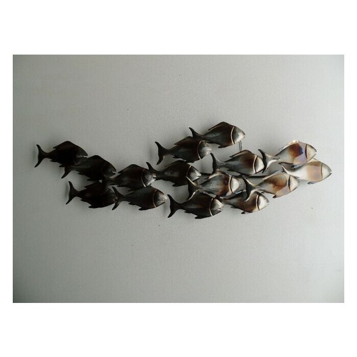 Wanddecoratie zwemmende vissen metaal