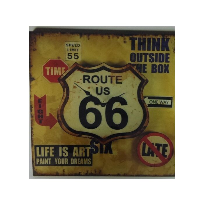 Wandklok metaal Route 66