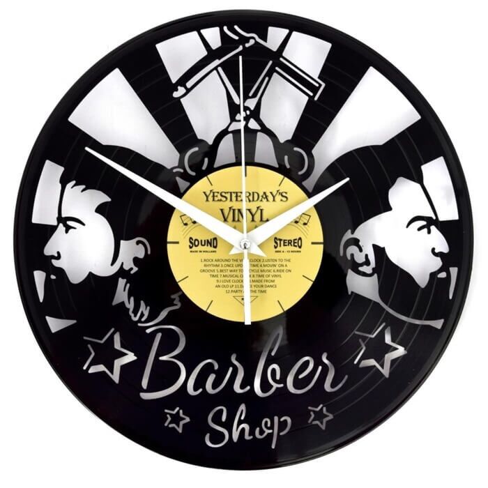 Vinyl klok kapper - Barbershop van Gerecyclede Plaat 