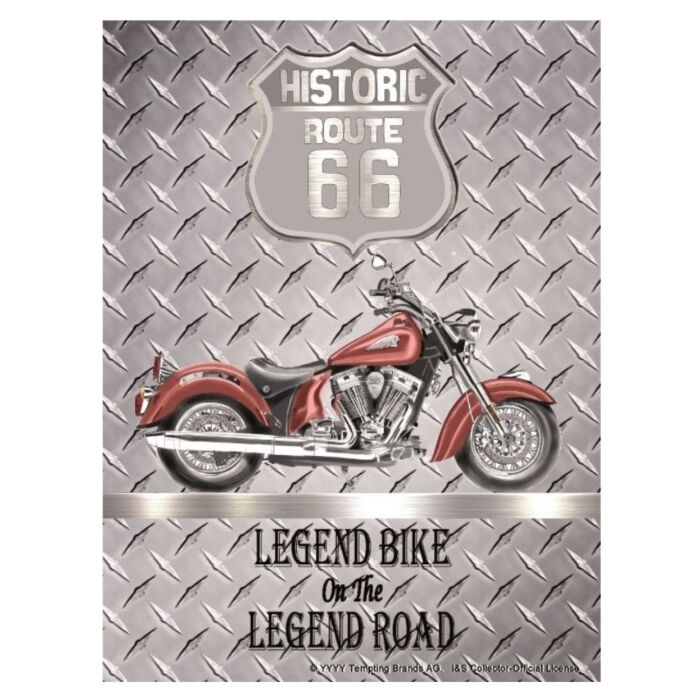 Wandplaat Route 66 Legend Bike - DecoAction.nl