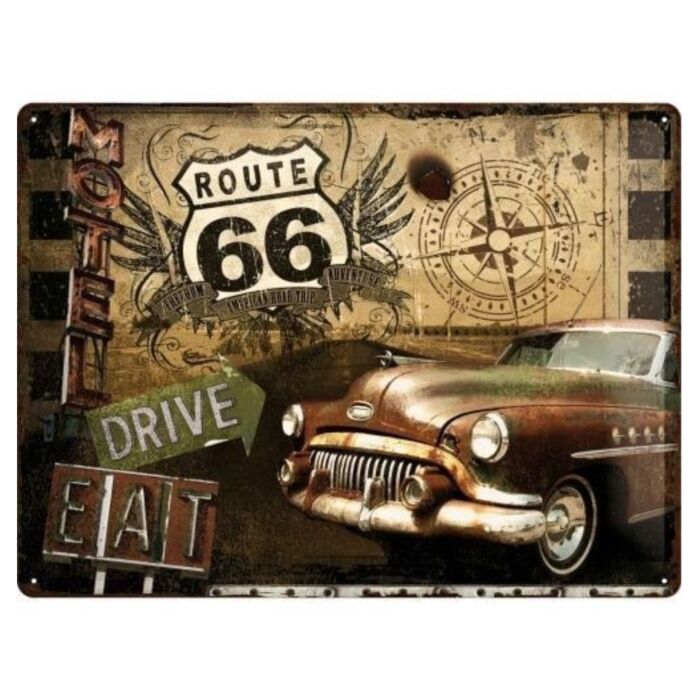 Wandplaat Route 66 Drive