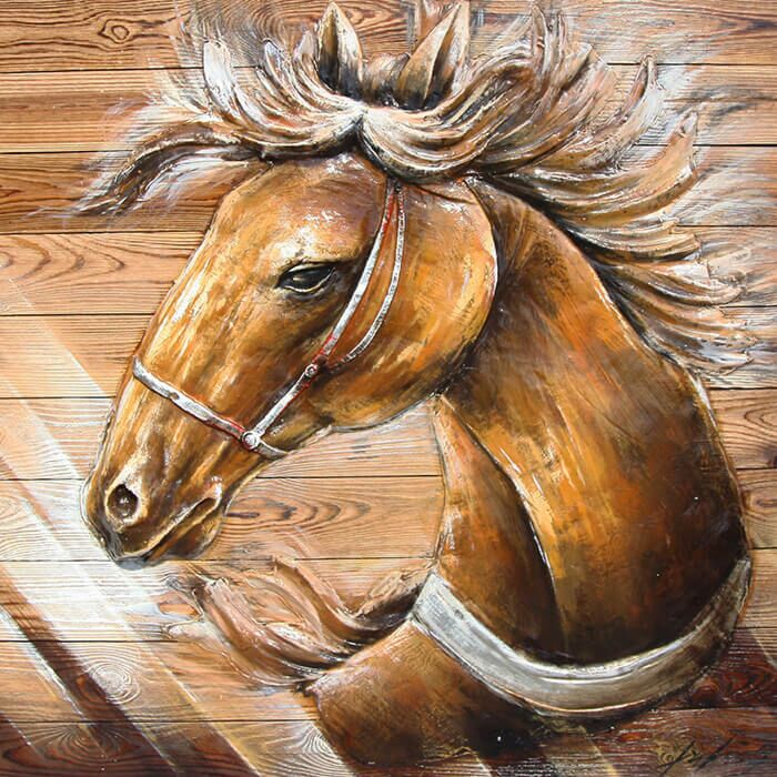 Wanddecoratie hout bruin Paard 
