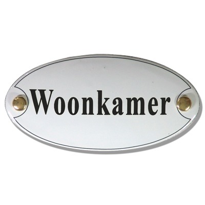Emaille deurbord ovaal Woonkamer