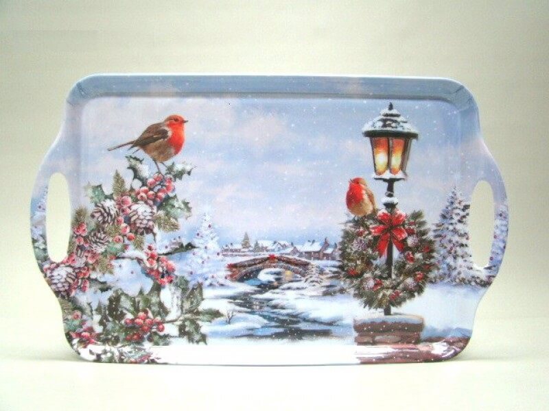 Dienblad winter Roodborstje Dienblad winter Roodborstje