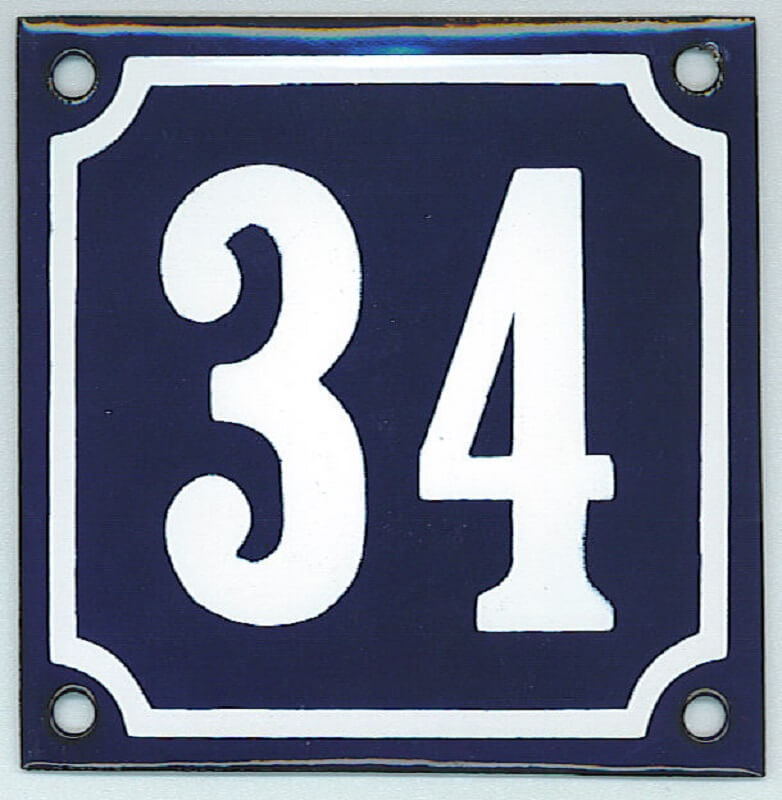 Emaille huisnummer met relief standaard