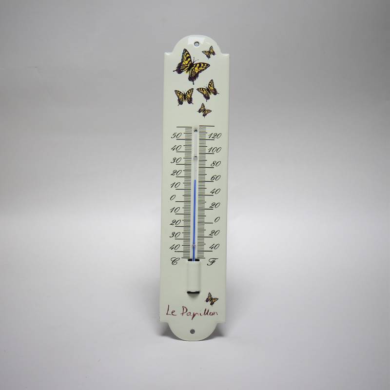 Emaille thermometer Vlinder