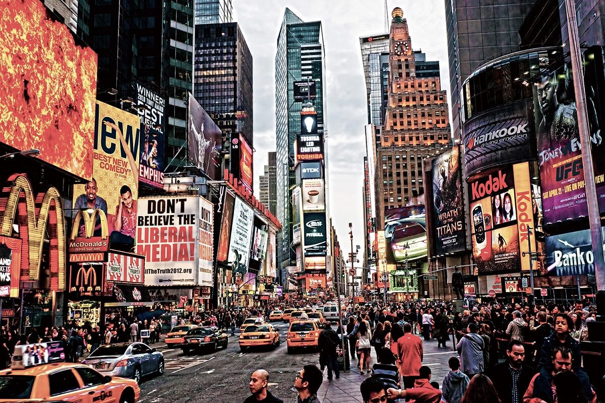 Glasschilderij New York Times Square