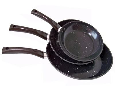 Koekenpan keramisch zwart 3 delig