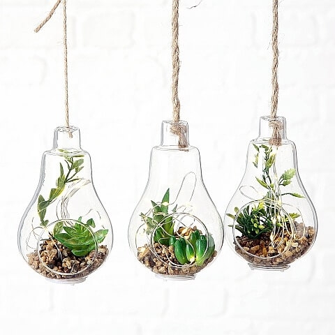 Led hanglamp met plant