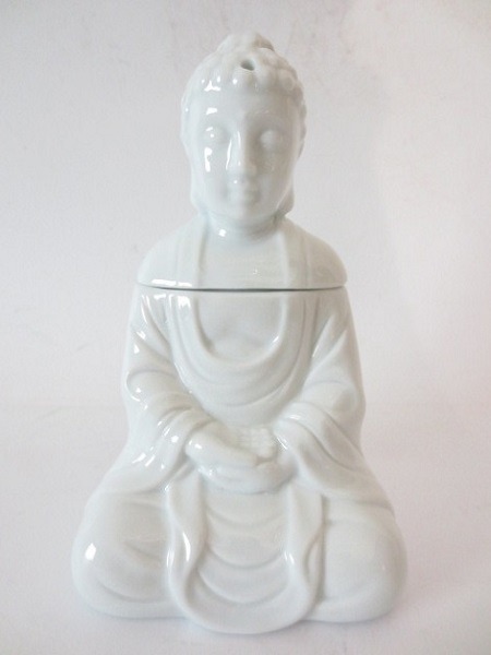 Oliebrander mediterende Boeddha wit