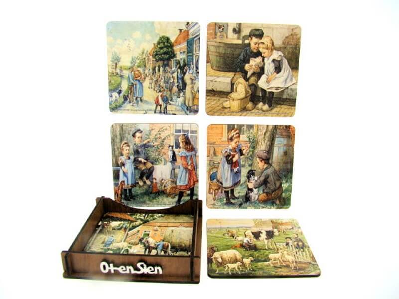Ot en Sien onderzetters hout