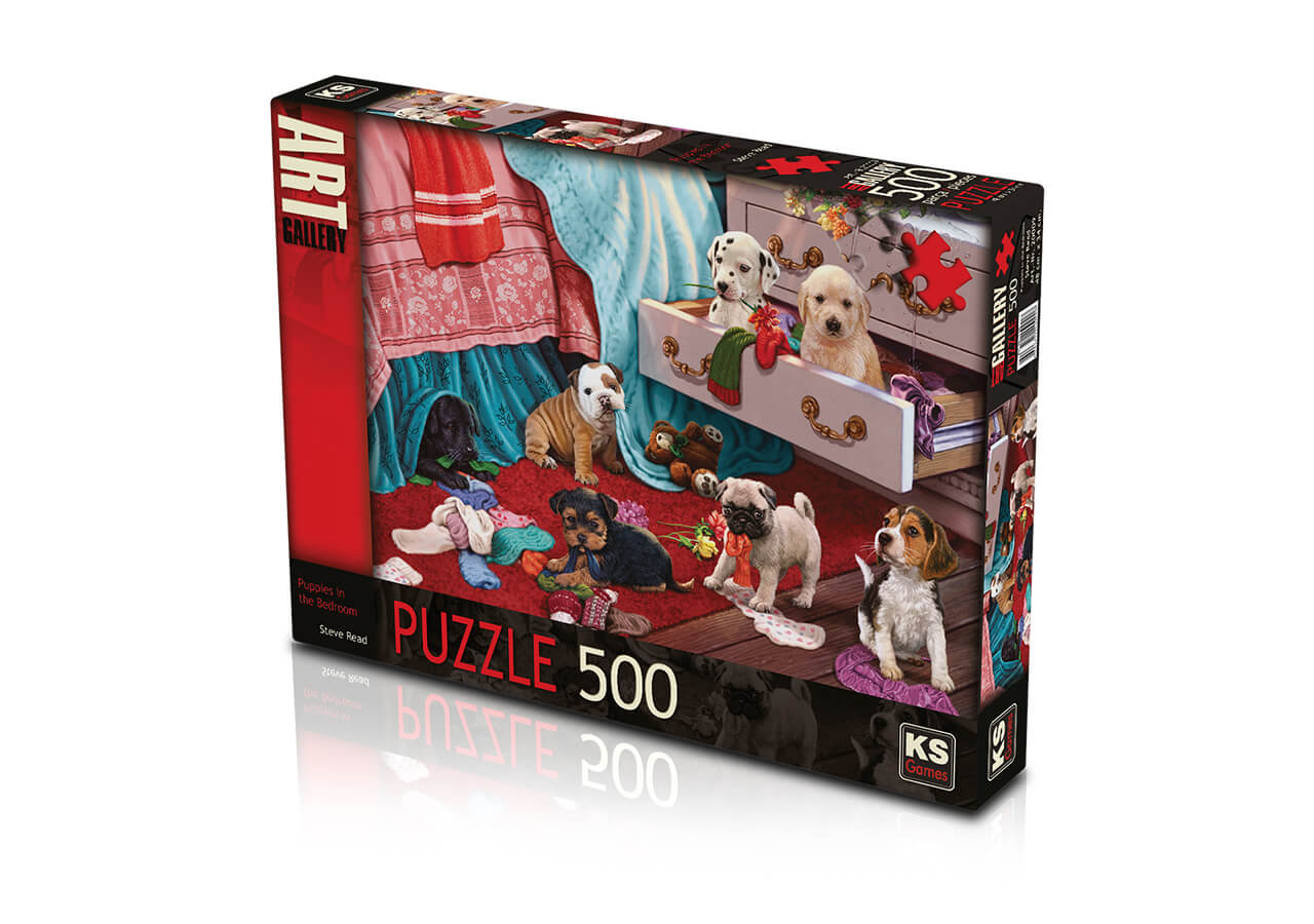 Puppies in the bedroom 500 stukjes puzzel