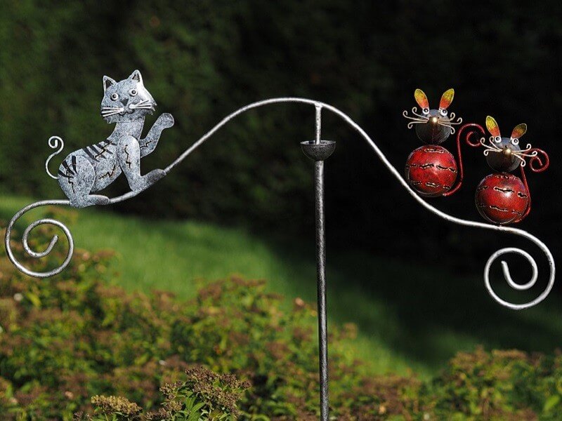 Tuinsteker balans met kat en muizen