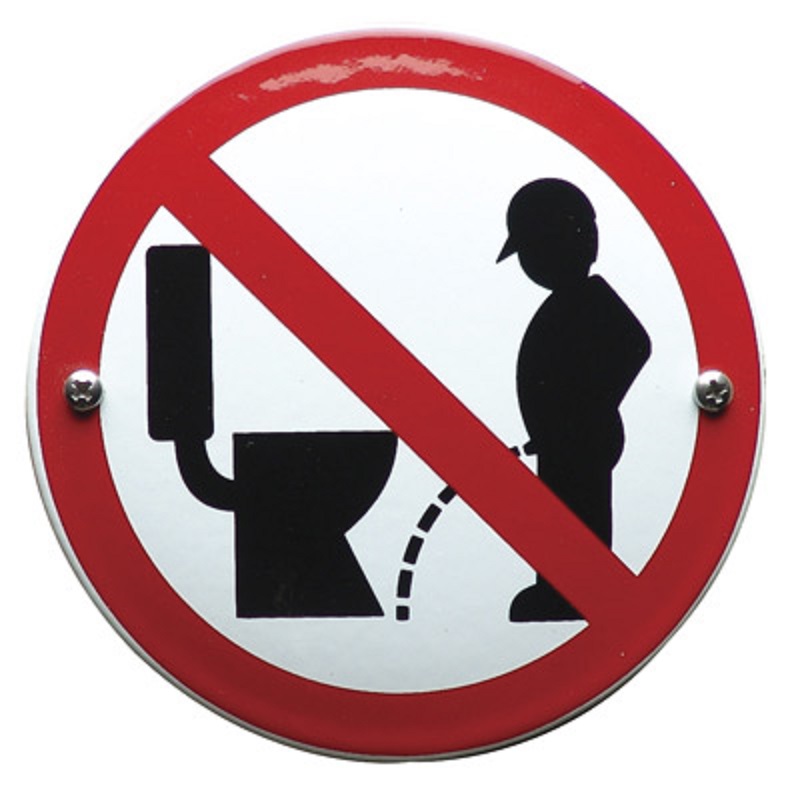 Emaille verbodsbord / Verbod naast wc te plassen