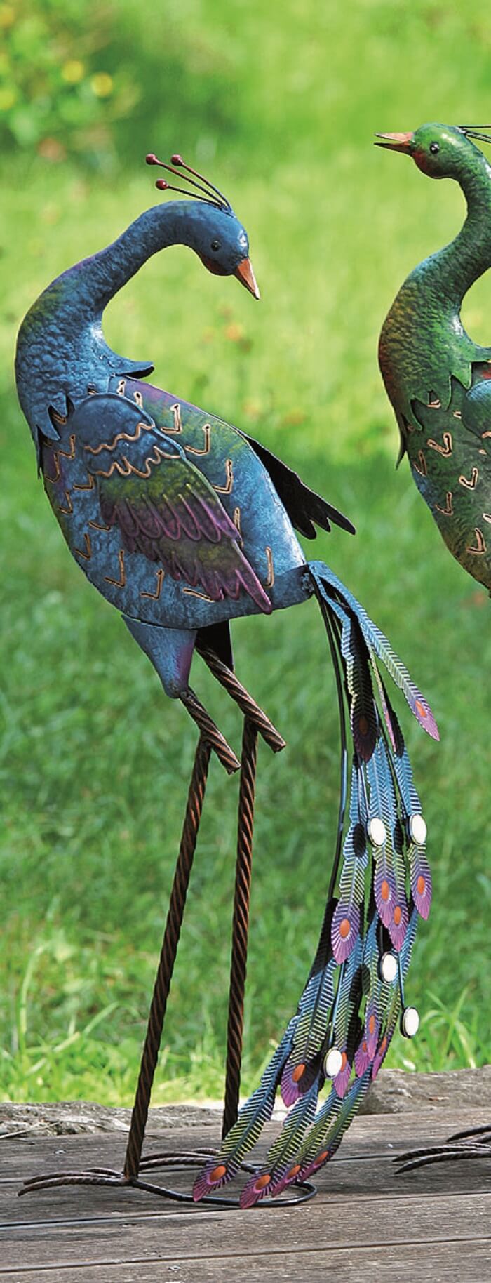 Metalen Pauw kleur blauw