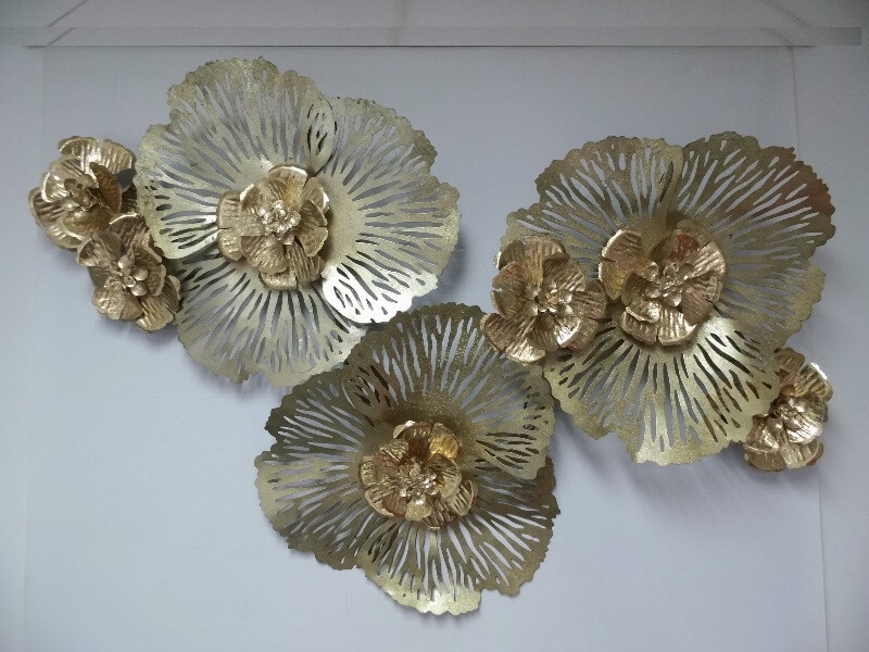 Wanddecoratie metaal Goldflowers