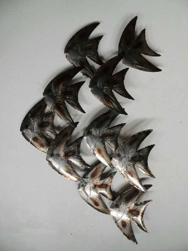 Wanddecoratie maanvissen van metaal