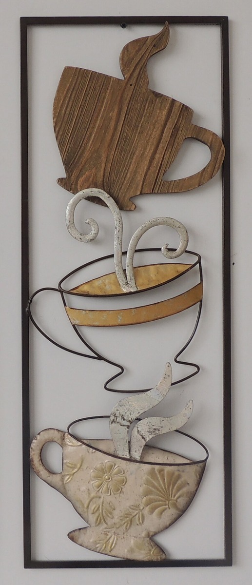 Wanddecoratie koffie metaal schilderij