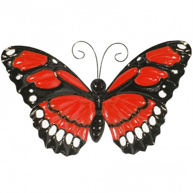 Wanddecoratie rode vlinder met bewegende vleugels