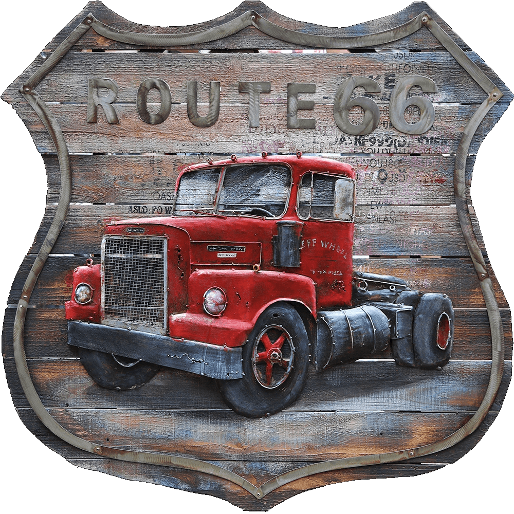 Wanddecoratie Route 66 vrachtwagen