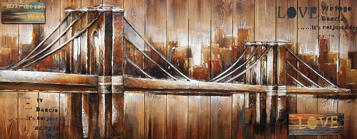 Wandschilderij Hout Brug