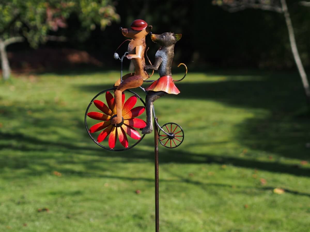 Windmolen tuinsteker honden op fiets