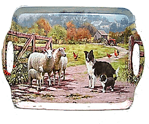 Dienblad schaap en collie Deurstopper dierenfiguren